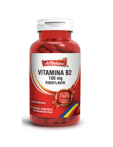 Vitamina B2 100 mg (riboflavină) x 30 capsule –...