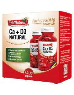 Ca + D3 – Natural pachet x 60 + 30 capsule AdNatura