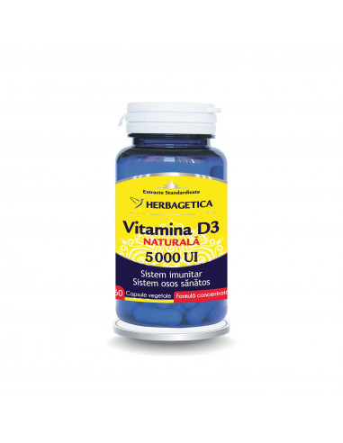 Vitamina D3 Naturala 5000 UI, 60 capsule,...