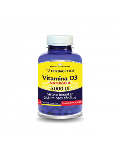 Vitamina D3 Naturala 5000 UI, 120 capsule,...