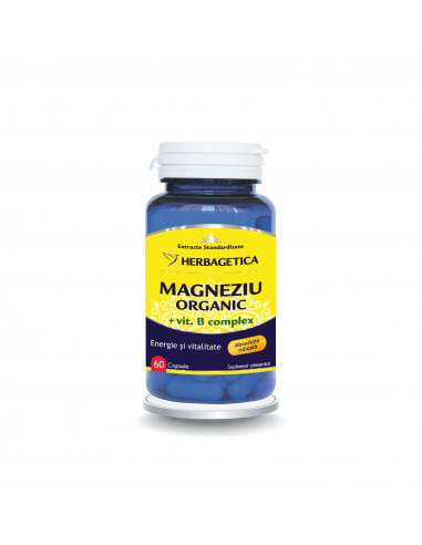 Magneziu Organic B Complex, 60 capsule,...