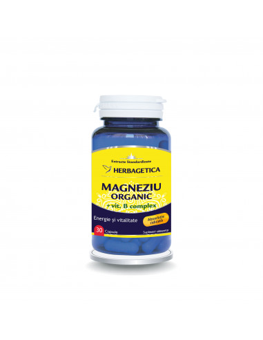 Magneziu Organic B Complex, 30 capsule,...
