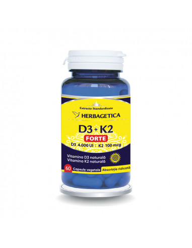 D3 + K2 Forte, 60 capsule, Herbagetica