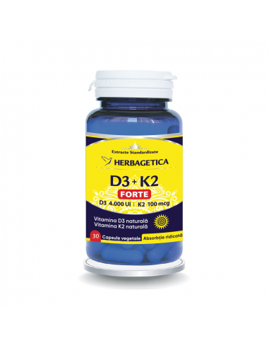 D3 + K2 Forte, 30 capsule, Herbagetica
