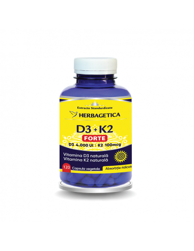 D3 + K2 Forte, 120 capsule, Herbagetica