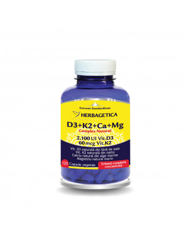 Complex natural D3 + K2 + Ca + mg, 120 capsule,...