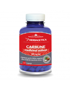 Carbune medicinal activat, 120 capsule, Herbagetica