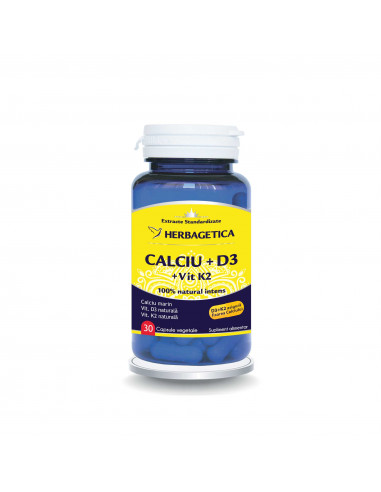 Calciu + D3 cu vitamina K2, 30 capsule,...