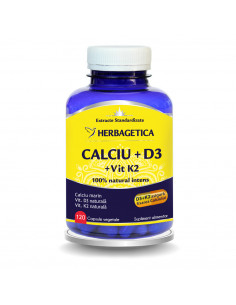Calciu + D3 cu vitamina K2, 120 capsule, Herbagetica