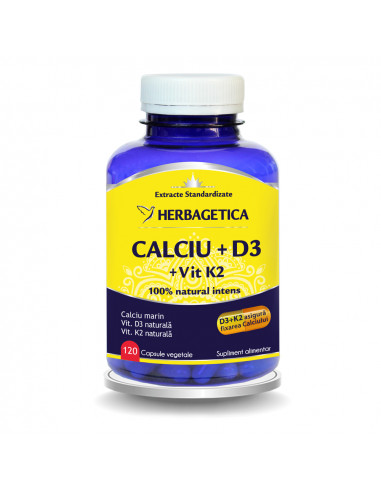 Calciu + D3 cu vitamina K2, 120 capsule,...