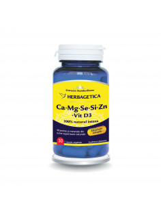 Ca+Mg+Se+Si+Zn organice cu D3, 30 capsule, Herbagetica