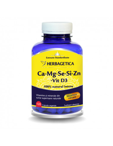 Ca+Mg+Se+Si+Zn organice cu D3, 120 capsule,...