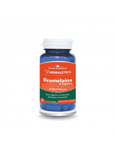 Bromelaina si Papaina, 30 capsule, Herbagetica