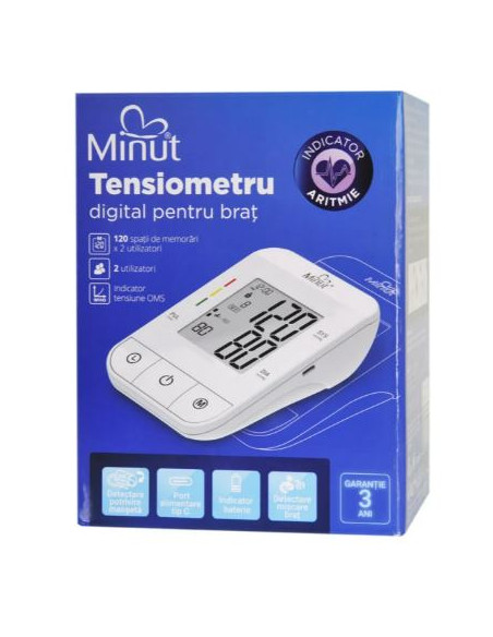 Tensiometru automat de braț Minut BP163A – Mansetă 22–42 cm