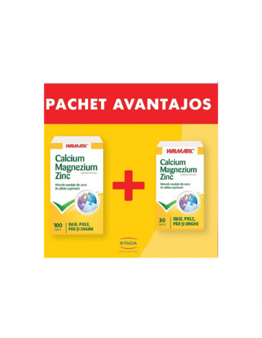 Calciu, Magneziu, Zinc 100 tablete + 30 tablete