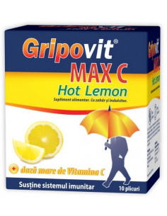 Gripovit Max Hot Lemon, 10 plicuri, Zdrovit