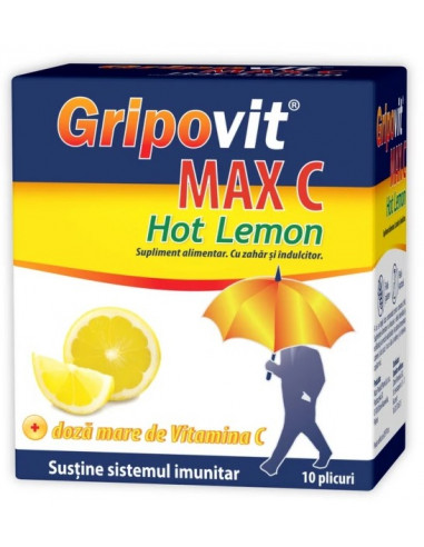 Gripovit Max Hot Lemon, 10 plicuri, Zdrovit