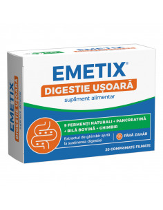 Emetix Digestie Usoara fara zahar, 20 comprimate, Fiterman
