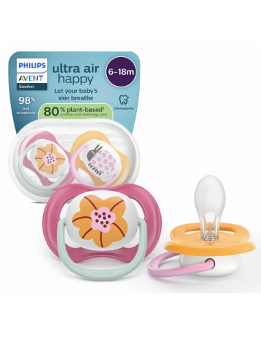 Avent suzeta Ultra Air Flower, 6-18 luni, 2 bucati
