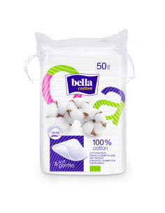 Bella dischete demachiante patrate din bumbac, 50 bucati