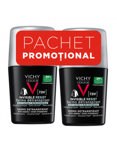 Vichy Deo Roll-On Homme Invisible Resist 72h,...