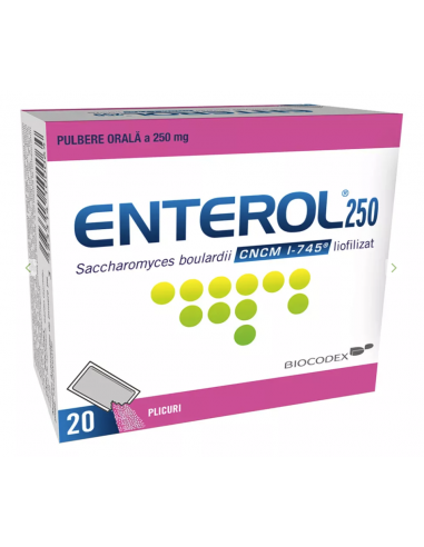 Enterol 250 mg pulbere orala, 20 plicuri