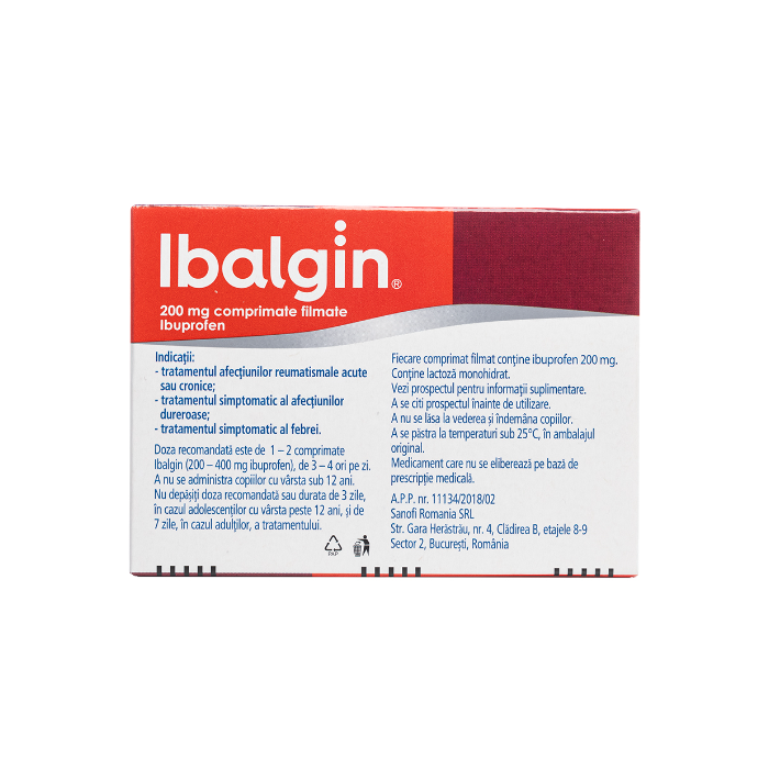 Ibalgin 200mg x12cpr filmate, Sanofi Romania...