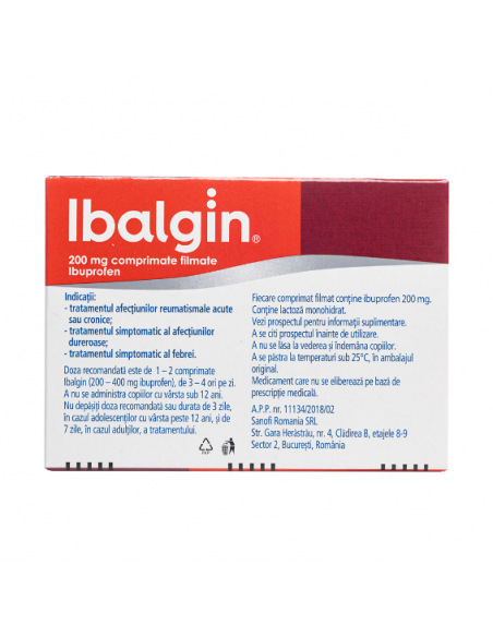 Ibalgin 200mg x12cpr filmate, Sanofi Romania S.R.L. - Romania