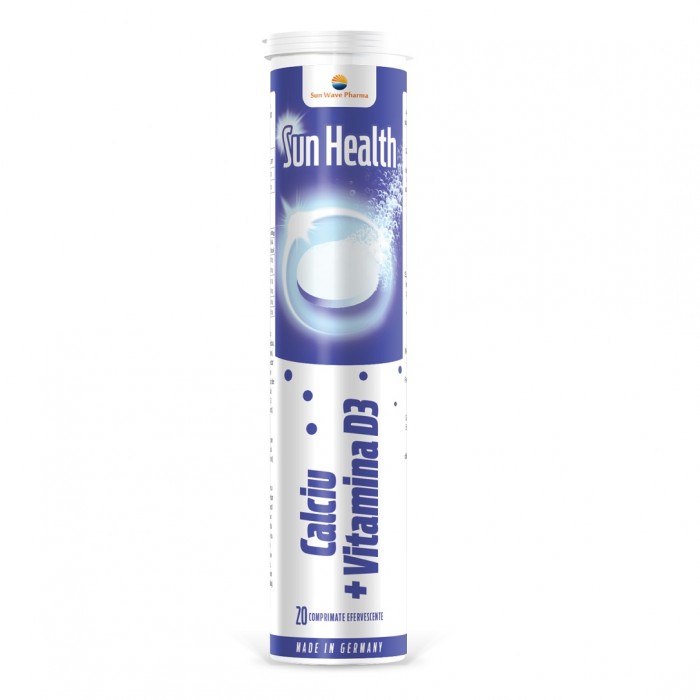 Calciu  Vitamina D3, 20 comprimate efervescente, Sunwave