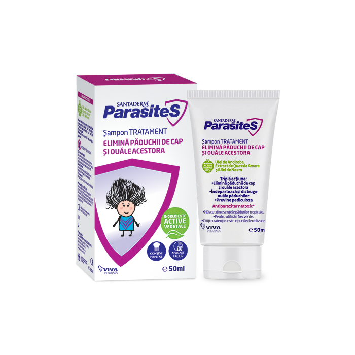 Santaderm sampon tratament paduchi, 50 ml, Vitalia