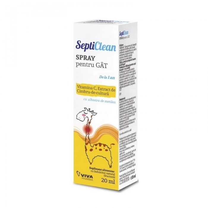 Septiclean spray pentru gat cu albastru de metilen x20ml