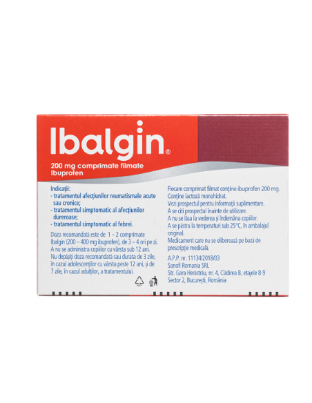 Ibalgin 200mg x24cpr filmate, Sanofi Romania S.R.L. - Romania