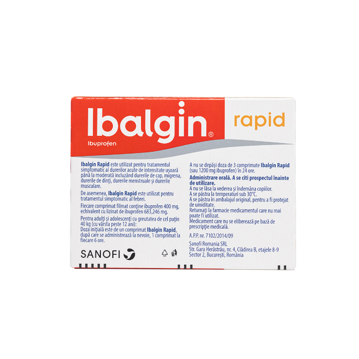 Ibalgin Rapid 400mg x6cpr filmate, Sanofi...