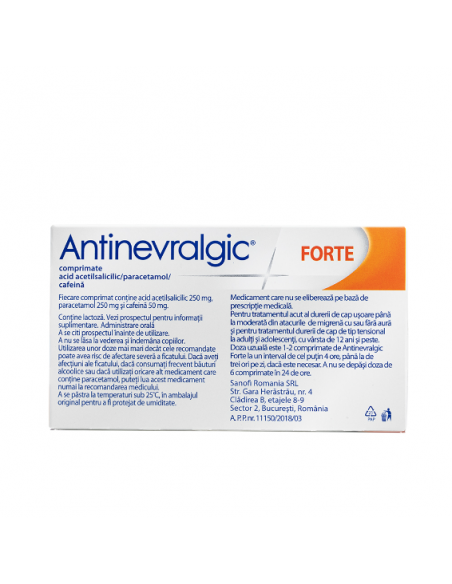 Antinevralgic Forte x20 cpr, Sanofi Romania S.R.L. - Romania