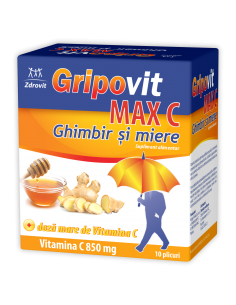 Gripovit Max C Ghimbir & Miere — 10 plicuri