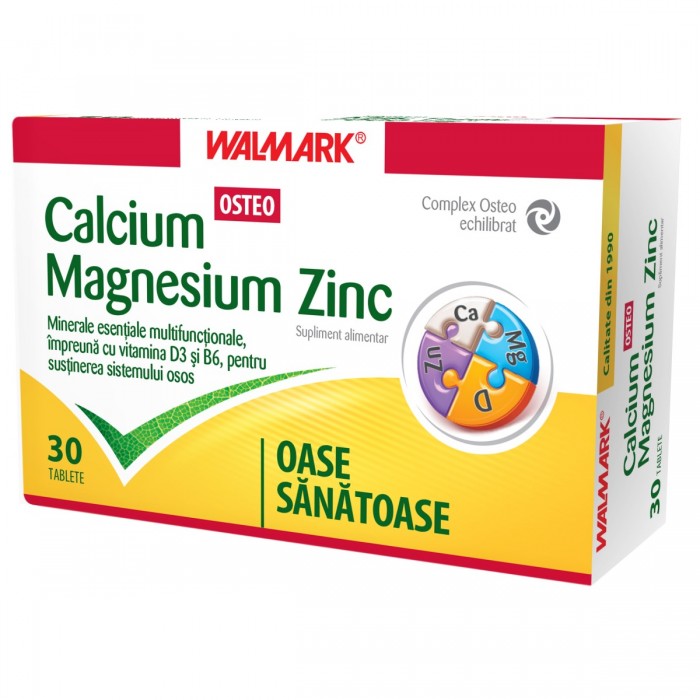 Calciu, Magneziu si Zinc Osteo, x 30 tablete, Walmark
