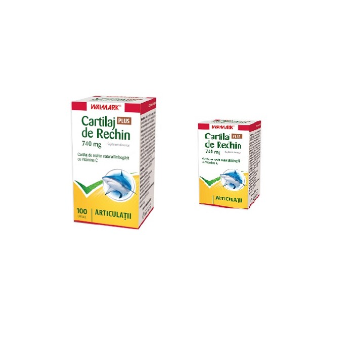Cartilaj de Rechin 740mg, Vit C, 100 capsule30 gratis, Walmark