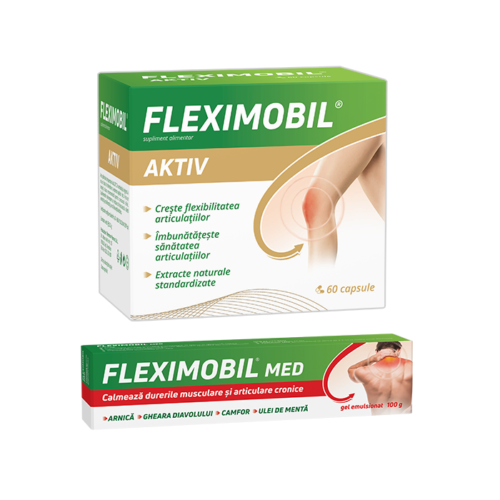 Fleximobil aktiv 6 bls x 10 cps  fleximobil med gel emulsionat 100g cadou
