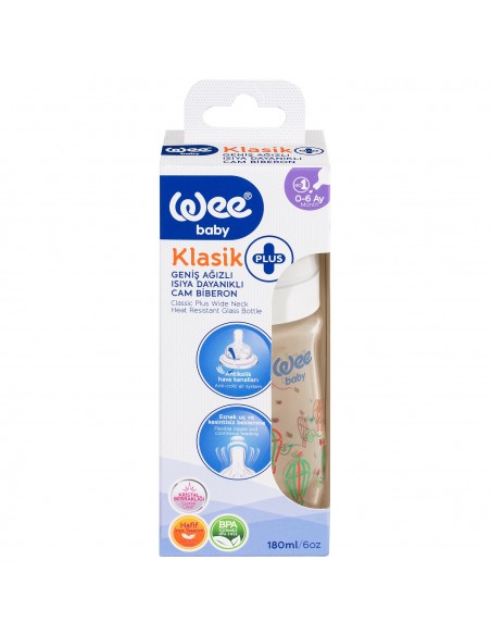 Biberon 180 ml gura larga termorezistent - cod 140