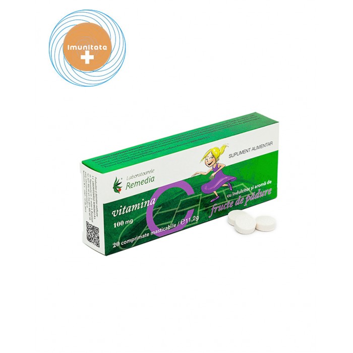 Vitamina C 100mg 2 bls x 10 cpr (fructe de padure)