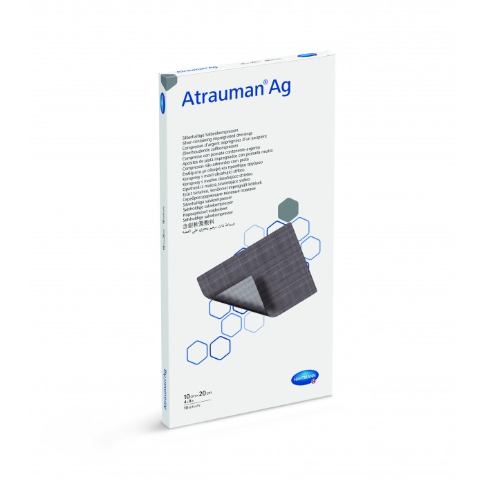 Atrauman ag 10 x 20 cm - comprese cu unguent neutru si argint, 10 bucati, PAUL HARTMANN AG