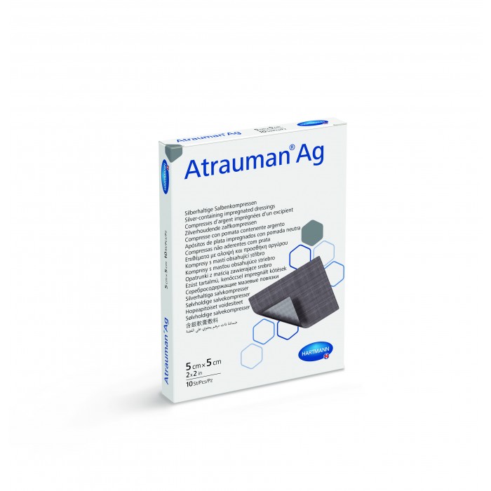 Atrauman ag 5 x 5 cm - comprese cu unguent neutru si argint, 10 bucati, PAUL HARTMANN AG