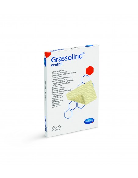 Grassolind neutral 7,5 × 10 cm – comprese impregnate cu unguent, 10 bucăți, Paul Hartmann AG