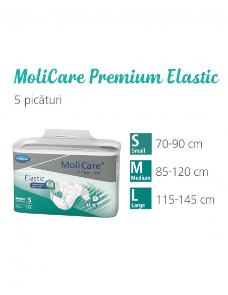 Molicare premium elastic 5 picaturi marime M - scutece pentru incontinenta severa, 30 bucati, PAUL HARTMANN AG