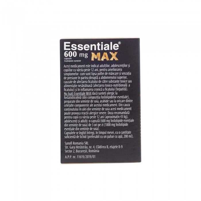 Essentiale Max 600mg, 30 de comprimate, Sanofi,...