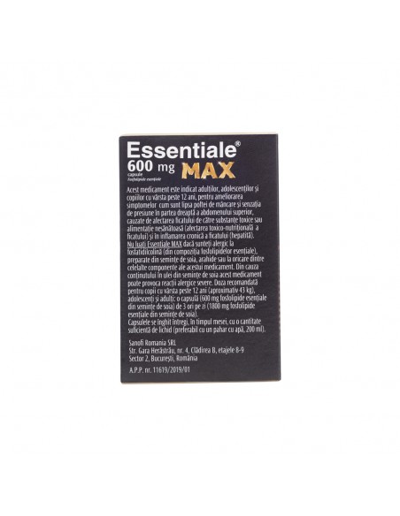 Essentiale Max 600mg, 30 de comprimate, Sanofi, Sanofi Romania S.R.L. - Romania
