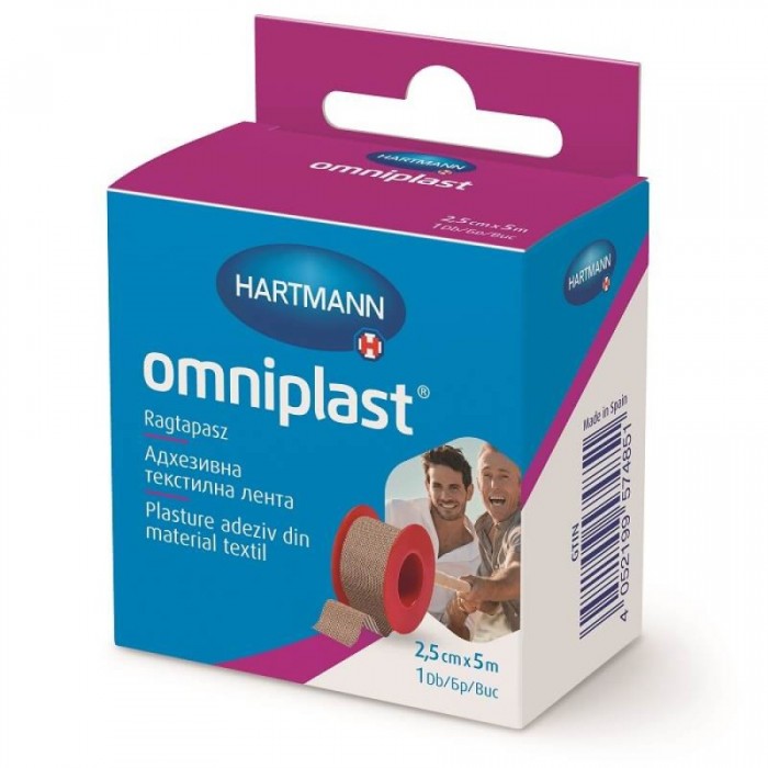 Omniplast 2,5 cm x 5 m - plasture pentru fixare pe suport textil, o bucata, PAUL HARTMANN AG