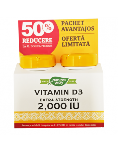 Pachet Vitamina D3 2000UI, 30 de capsule moi  50%...