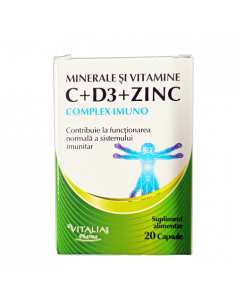 Vitamina C, D3 si Zn, 20 de capsule, Vitalia Pharma