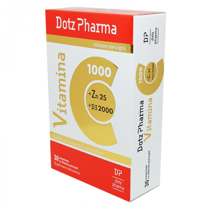 Vitamina C 1000mg  Zn 25mg  D3 2000UI, 30 comprimate cu eliberare prelungita, Dotz Pharma
